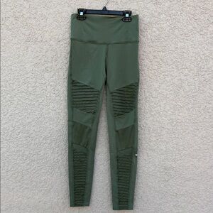 ALO Yoga Olive Green Ribbed Moto Leggings